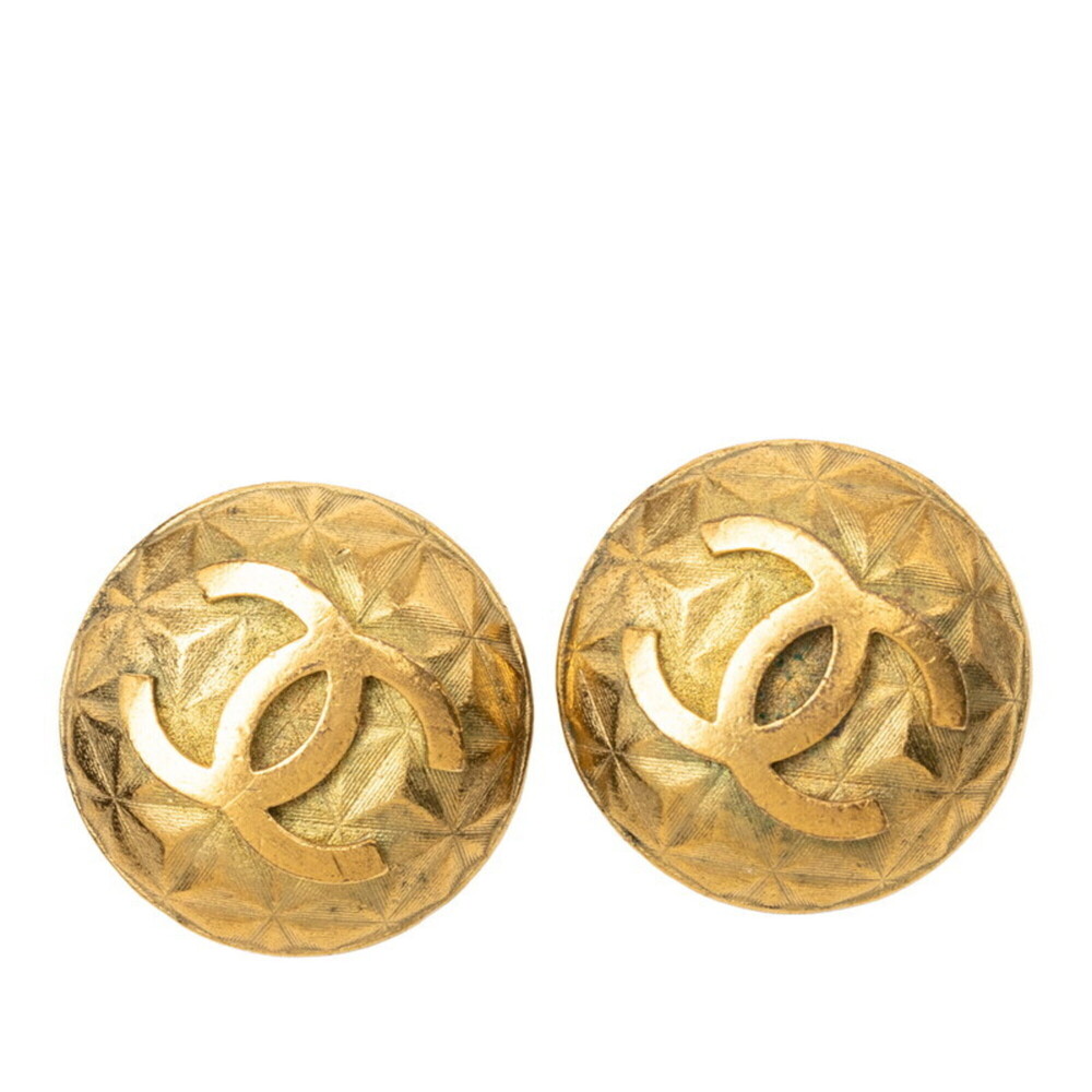 CHANEL Vintage Gold Logo Earrings